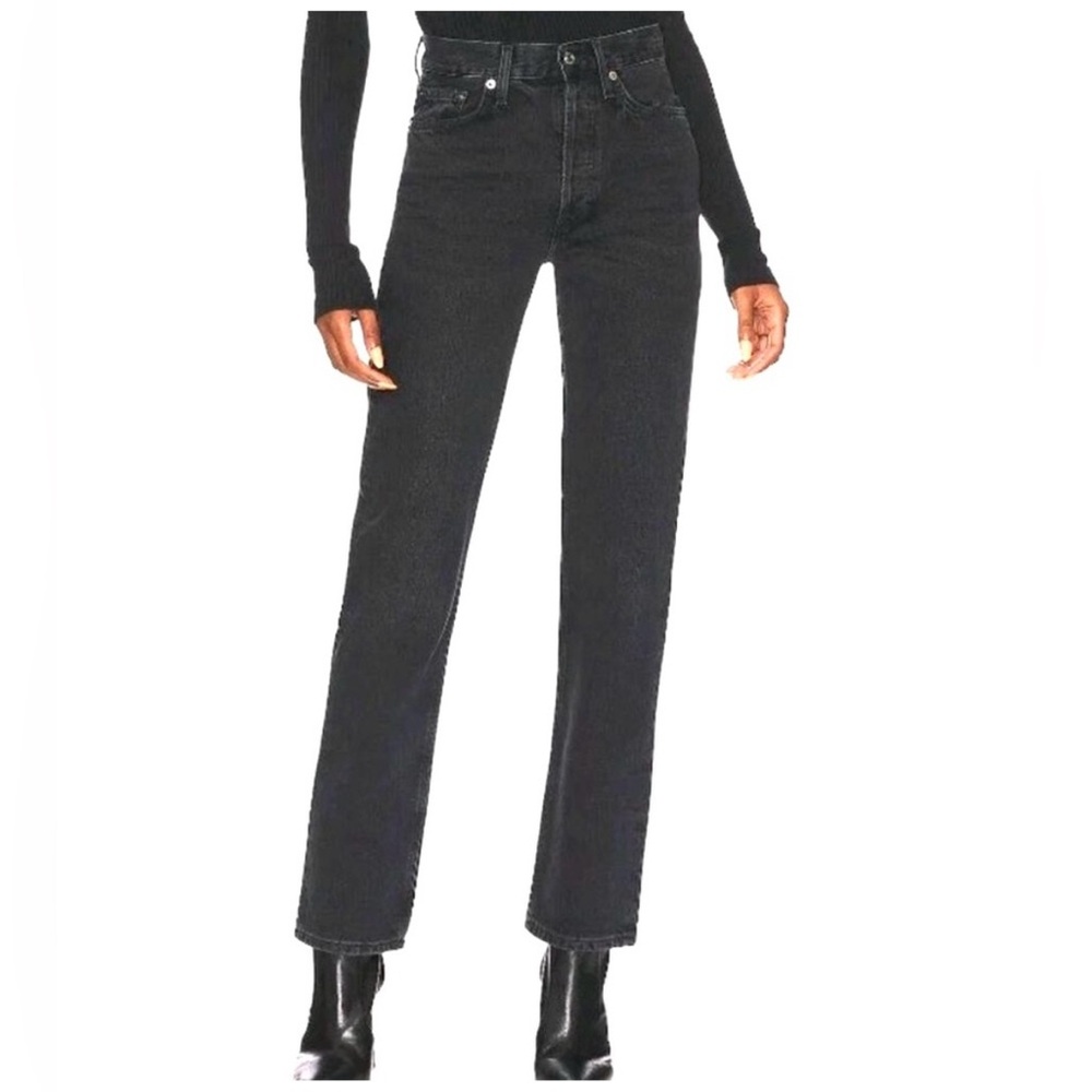 Agolde Lana Jean High Rise Straight Leg Denim Black Size 29